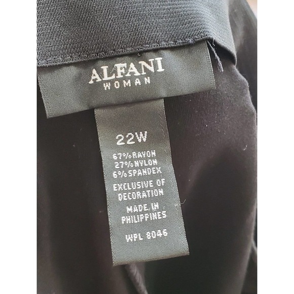 Alfani Women's Black Brocade Rayon Mid Rise Pull on Straight Casual Pant 22W - Picture 6 of 10